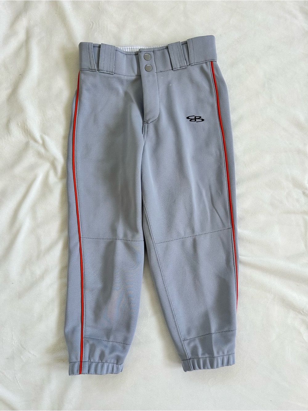 Boombah Kids Grey Softball Pants with Orange Stripe